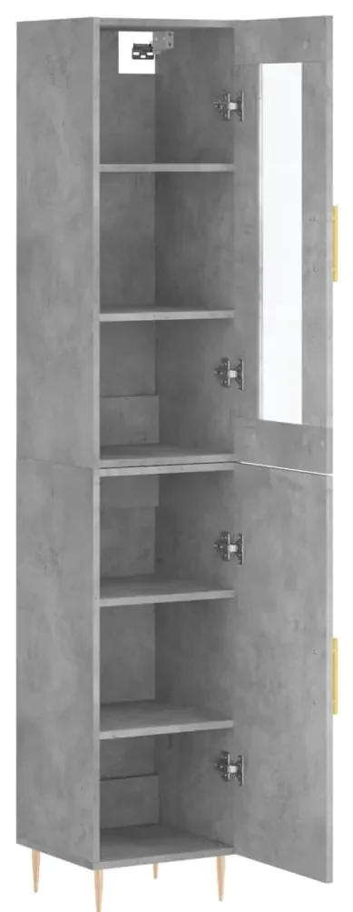 Credenza grigio cemento 34,5x34x180 cm in legno multistrato