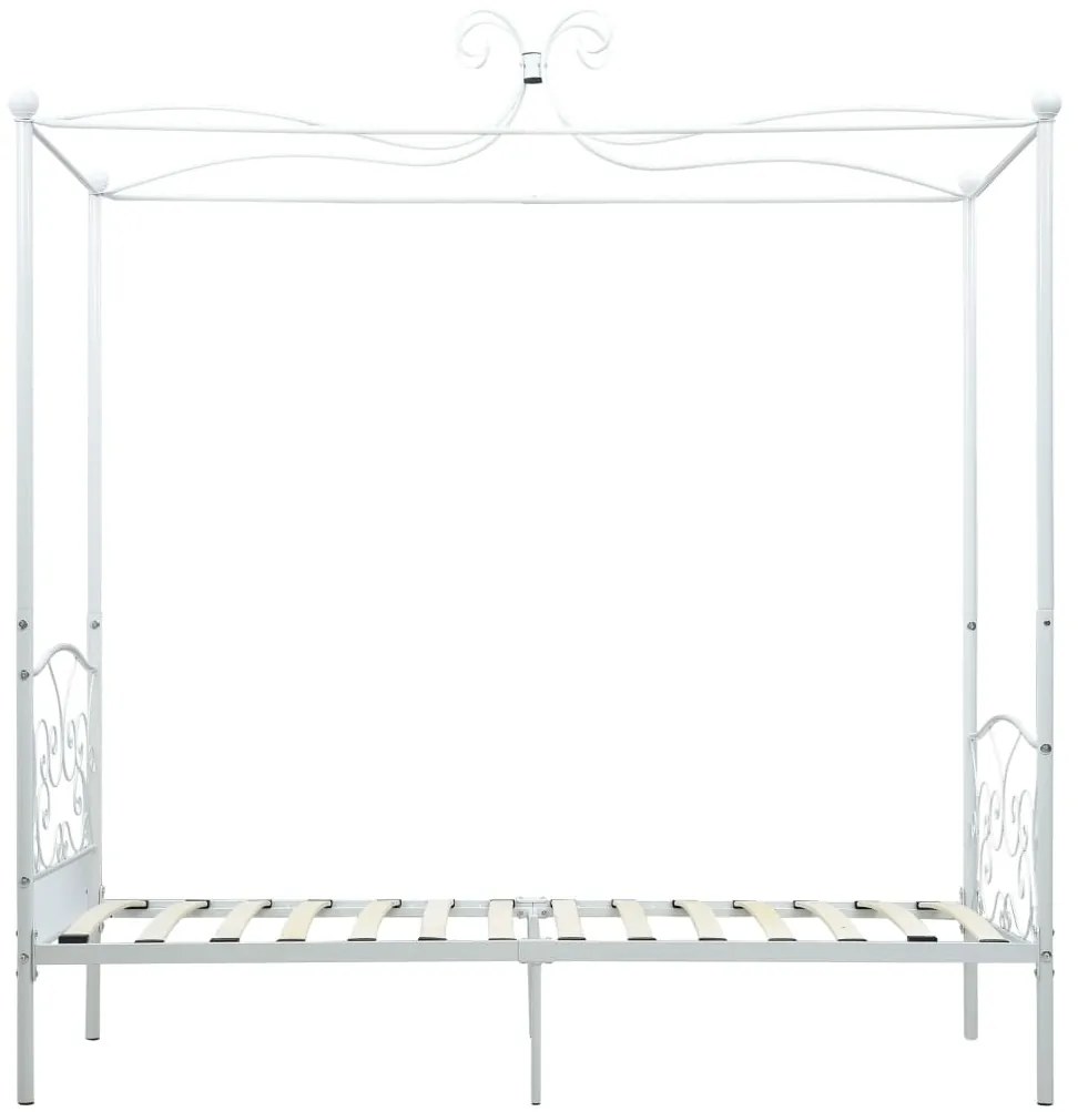 Letto a baldacchino bianco in metallo 100x200 cm