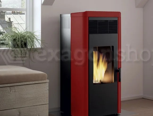 Royal Lea Air 120 Stufa A Pellet Ad Aria Con Top In Ceramica 12kw Serbatoio 17kg 53x54x116 Cm In Acciaio Rosso Bordeaux