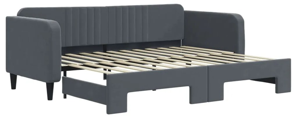 Divano letto con letto estraibile grigio scuro 90x200cm velluto