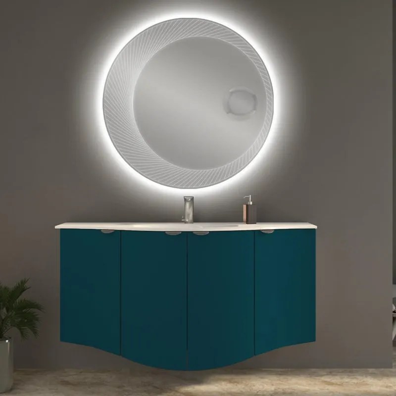 Mobile bagno sospeso con lavabo L 138 x H 70 x P 51 cm blu petrolio per vasca centrale Onda