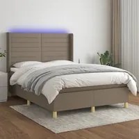 Letto a Molle con Materasso e LED Tortora 140x200 cm in Tessuto 3138961