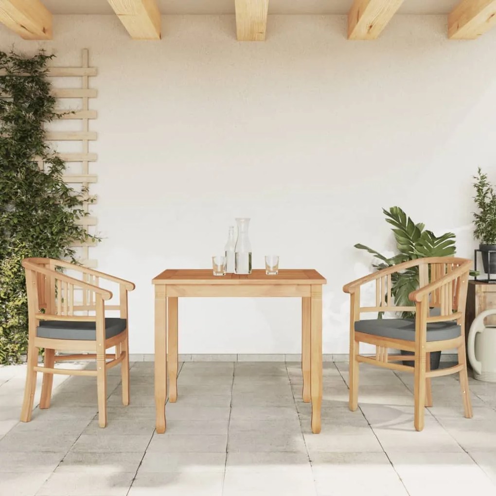 Set Da Pranzo Per Giardino 3 Pz İn Legno Massello Di Teak /