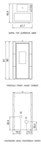 Stufa a pellet ad aria Cadel Cristal 7.0 kW Air con ventilazione e WiFi antracite