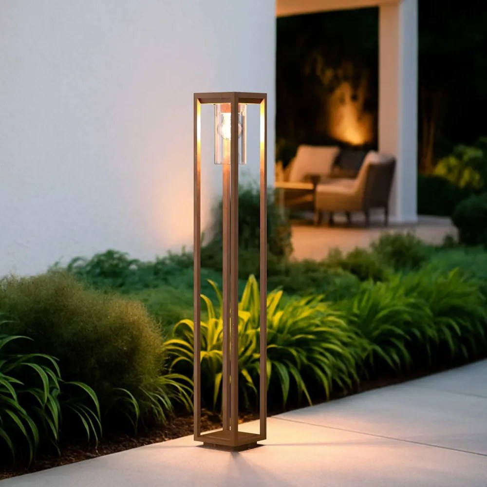 Paletto Lanterna CORTEN, 100cm, E27 - SERIE VIMO - Base E27