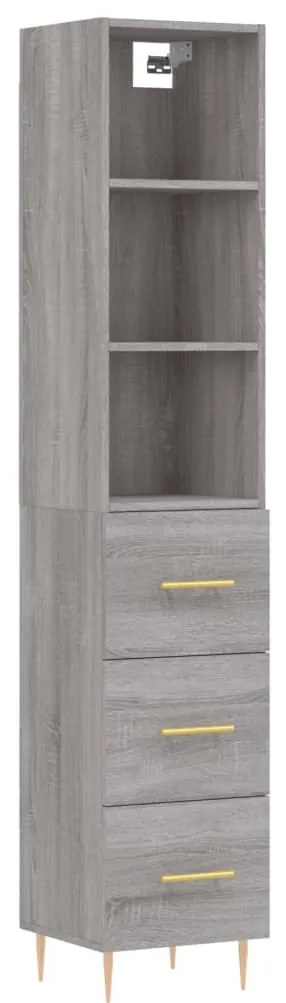 Credenza Grigio Sonoma 34,5x34x180 cm in Legno Multistrato