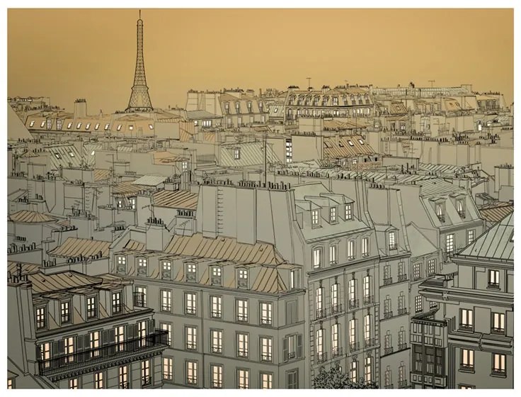 Fotomurale  Buona notte Parigi!  Colore Beige, Dimensioni e Misure 200x154