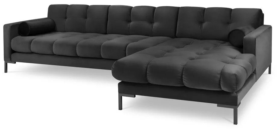 Divano angolare in velluto grigio scuro, angolo destro Bali - Cosmopolitan Design