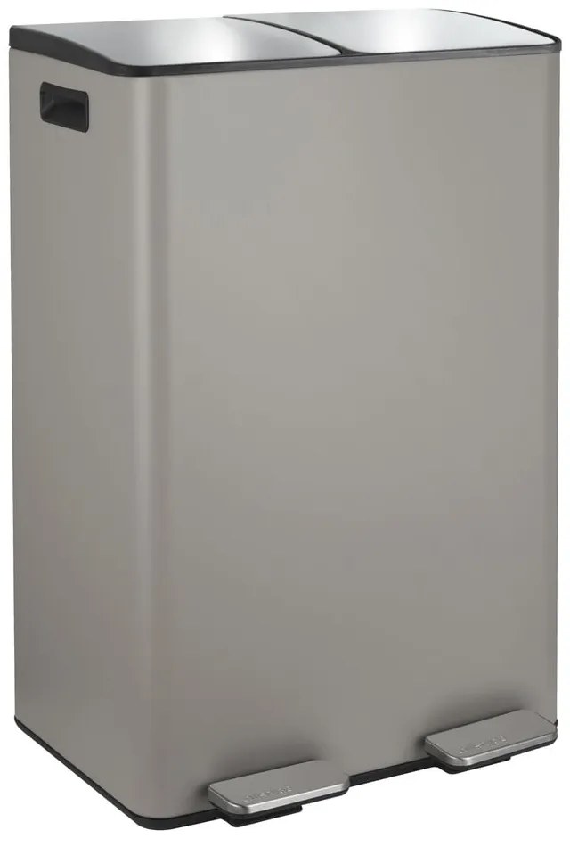 Cestino per la spazzatura grigio tortora in acciaio per raccolta differenziata/con pedale 2x30 l Aliya – Spirella