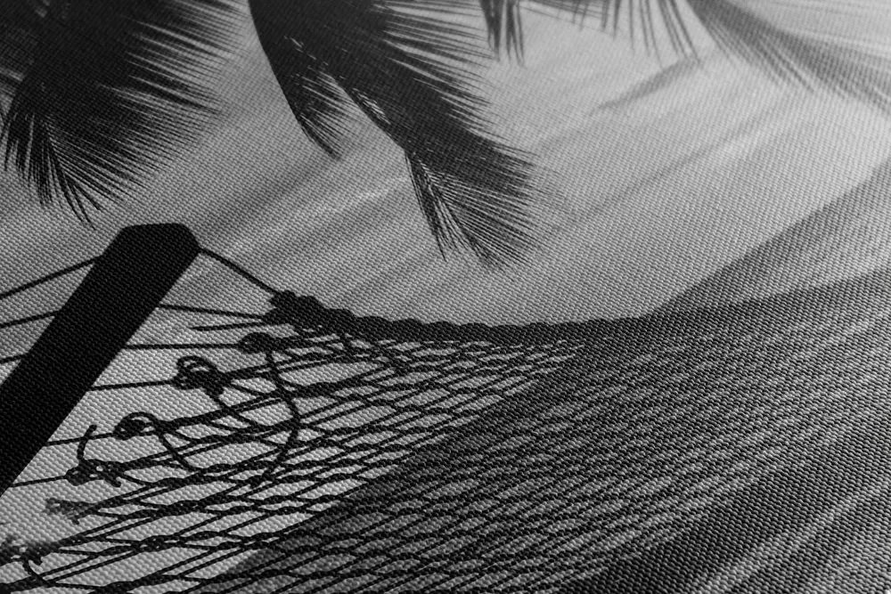 Stampa su tela – Amaca sulla spiaggia in bianco e nero