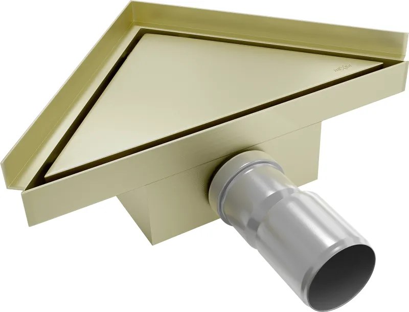 Mexen Flat-T M13 scarico a pavimento triangolare 20 x 20 cm, oro spazzolato - 1A10320