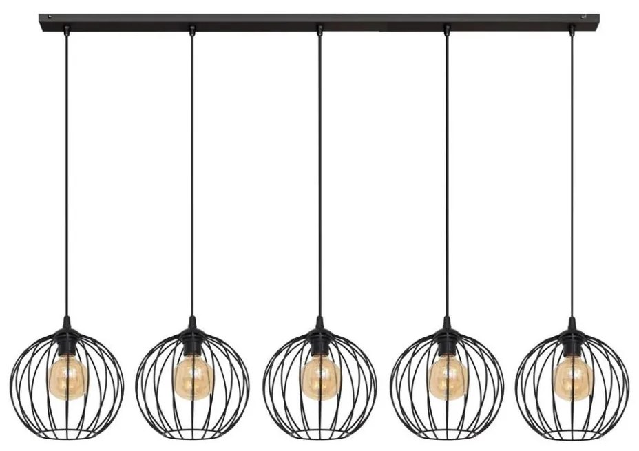 Lampadario su corda MERCURE 5xE27/15W/230V nero