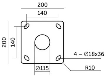 Asta metallica per palo d'illuminazione esterna BASE 3 m grigia