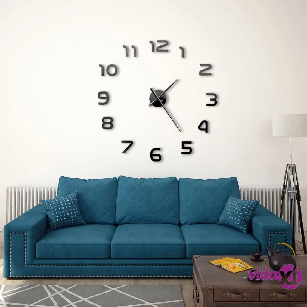 vidaXL Orologio da Parete 3D in Stile Moderno 100cm XXL Nero