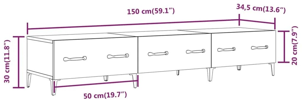 Mobile Porta TV Grigio Cemento 150x34,5x30 cm Legno Multistrato