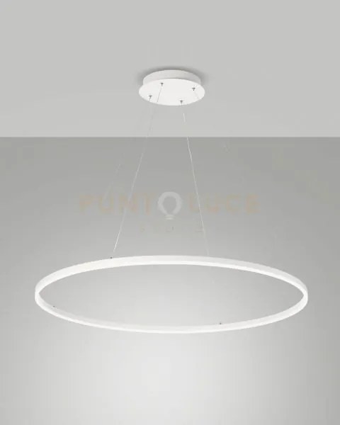 Leo sospensione bianca a led 60w 3000k 6300lm d.100cm dimmerabile dali