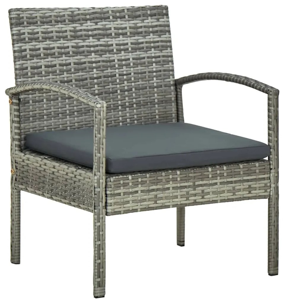 Set divani da giardino 5pz con cuscini in polyrattan grigio