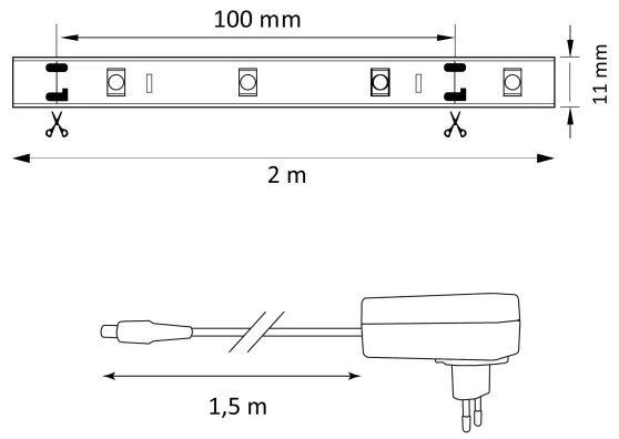 Striscia LED RGB dimmerabile MAGIC 2 m LED/12W/230V + Telecomando