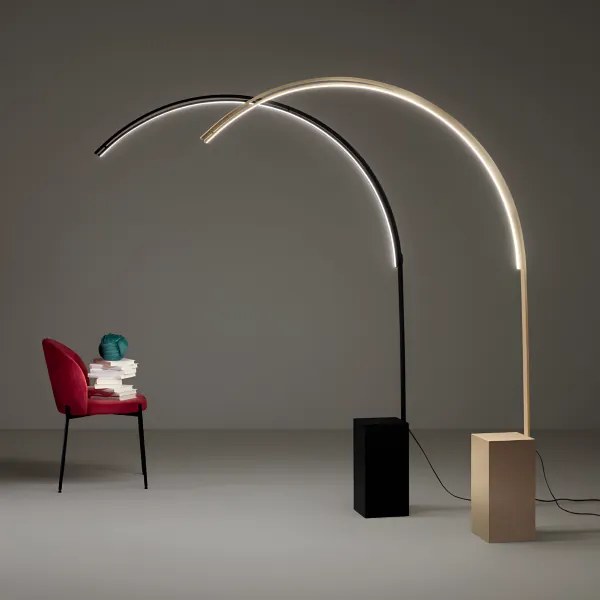 Lampada piantana LED BIBLIO in metallo verniciato Oro 142x215 cm