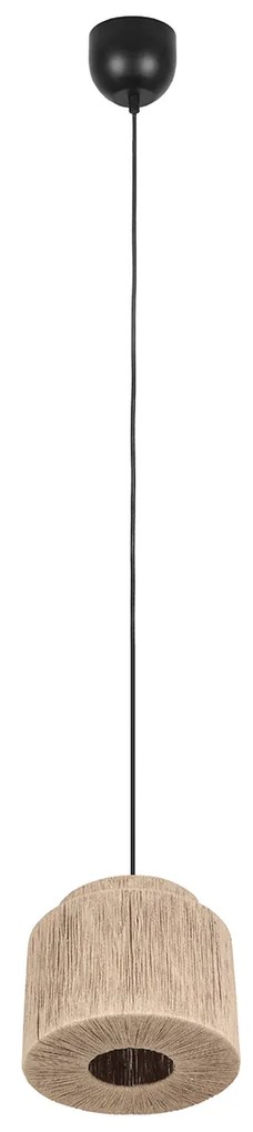 Lampada a sospensione Japandi nera con corda marrone 31cm - Smilla