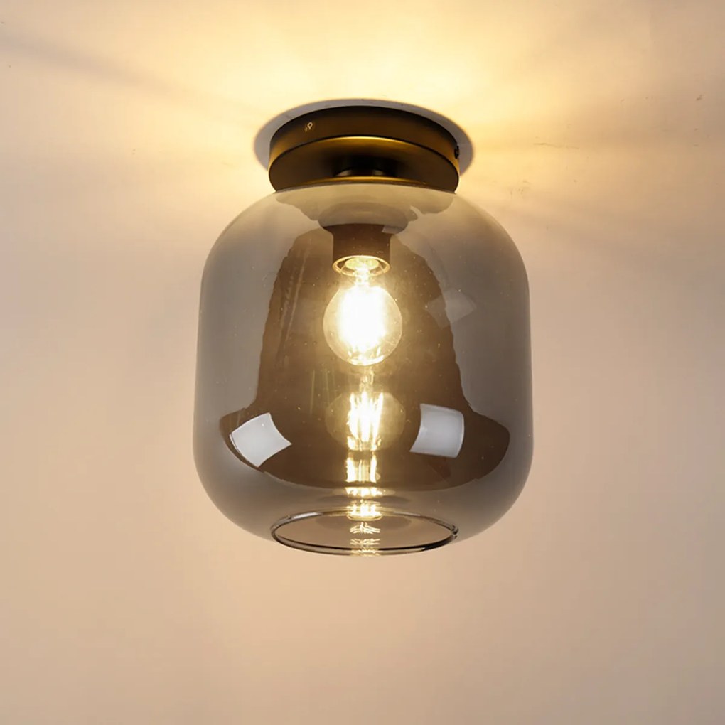Plafoniera di design nera e oro con vetro fumé - Zuzanna
