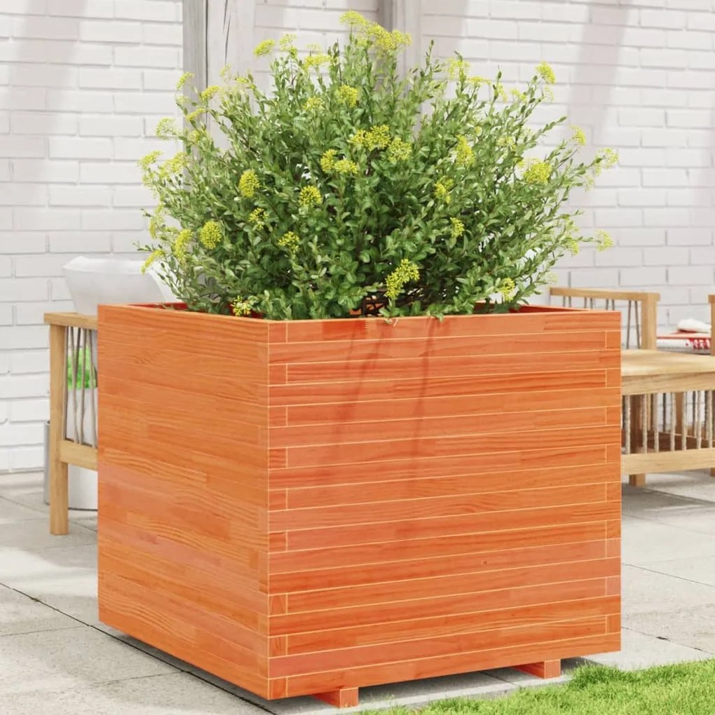 Fioriera Giardino Marrone Cera 80x80x72 Cm Legno Massello Pino /