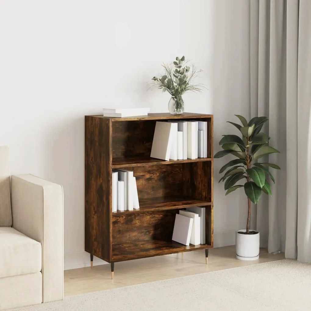 Libreria Rovere Fumo 69,5x32,5x90 cm in Legno Multistrato