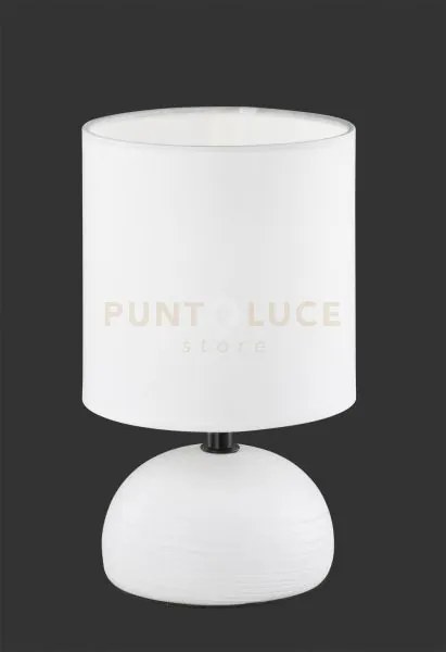 Luci lampada da tavolo base ceramica mezza sfera bianca paralume bi...