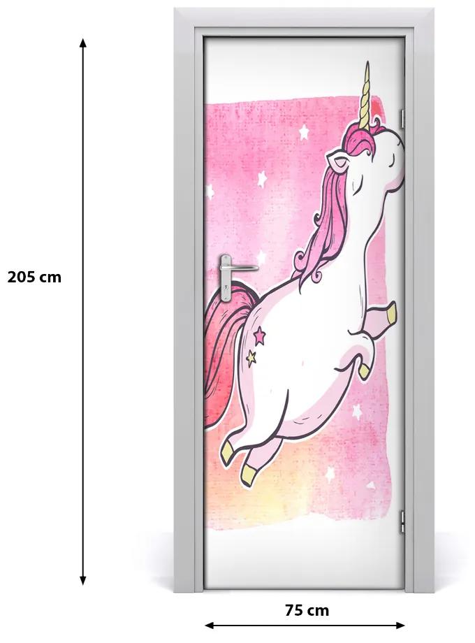 Adesivo per porta Unicorno rosa 75x205 cm