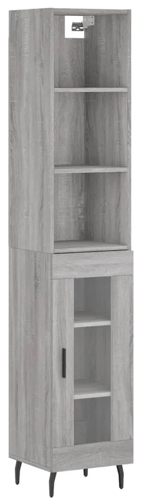 Credenza Grigio Sonoma 34,5x34x180 cm in Legno Multistrato