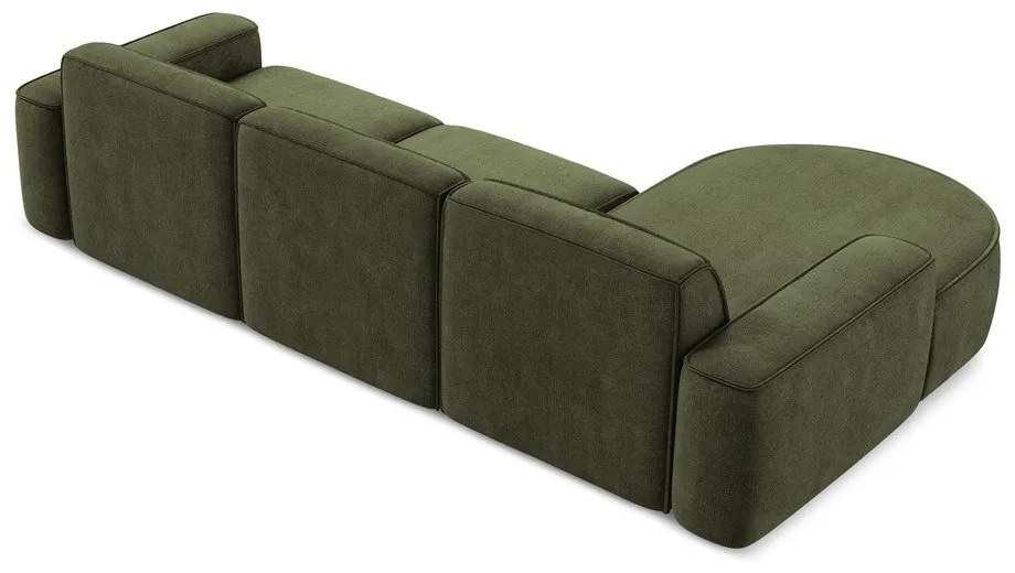 Divano angolare verde (con penisola a sinistra/con chaise lounge) con rivestimento in ciniglia Omao – Makamii