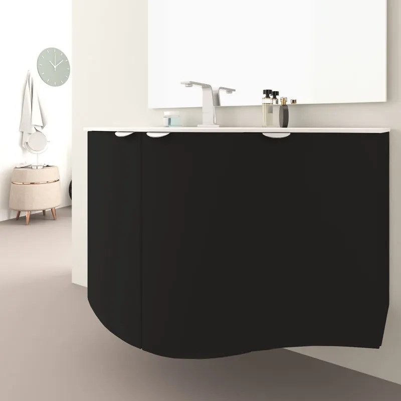 Mobile sottolavabo e lavabo Onda per vasca a sinistra grigio grafite L 104 x H 70 x P 51 cm