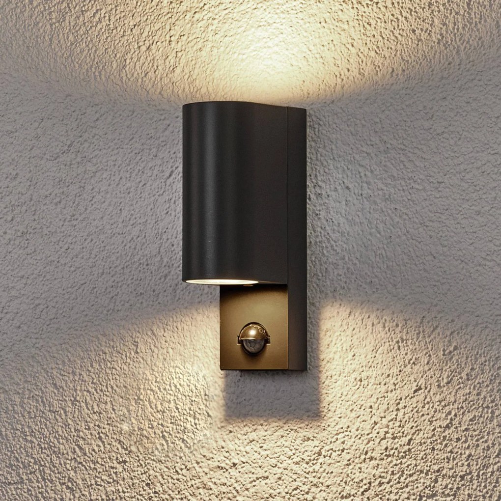 Lindby applique da esterno Palina, sensore, IP44, antracite