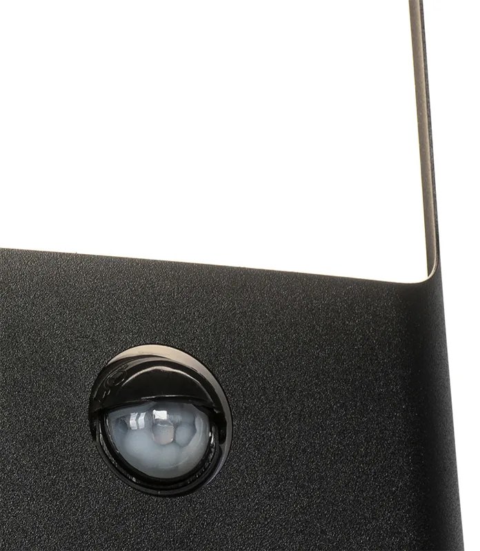 Applique da parete nera con LED IP44 con sensore di movimento - Khuvan