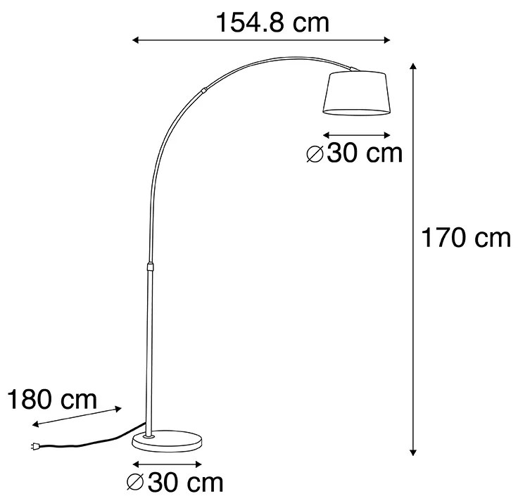 Lampada ad arco intelligente con paralume in acciaio grigio incl. Wi-Fi A60 - Arc Basic