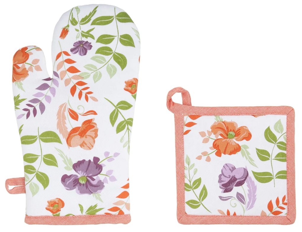 Set guanto e presina forno fiori Floral