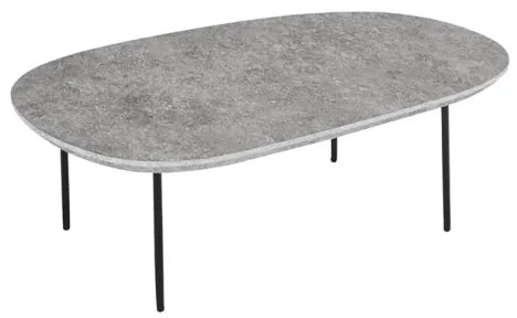 Tavolino con piano sagomato in legno Cemento e base in metallo - FLUX Large