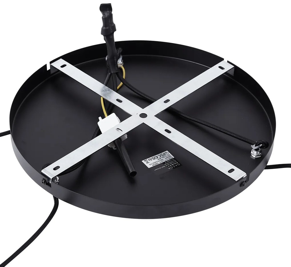 Lampada a sospensione retrò nera con vetro verde a 3 luci - Denise