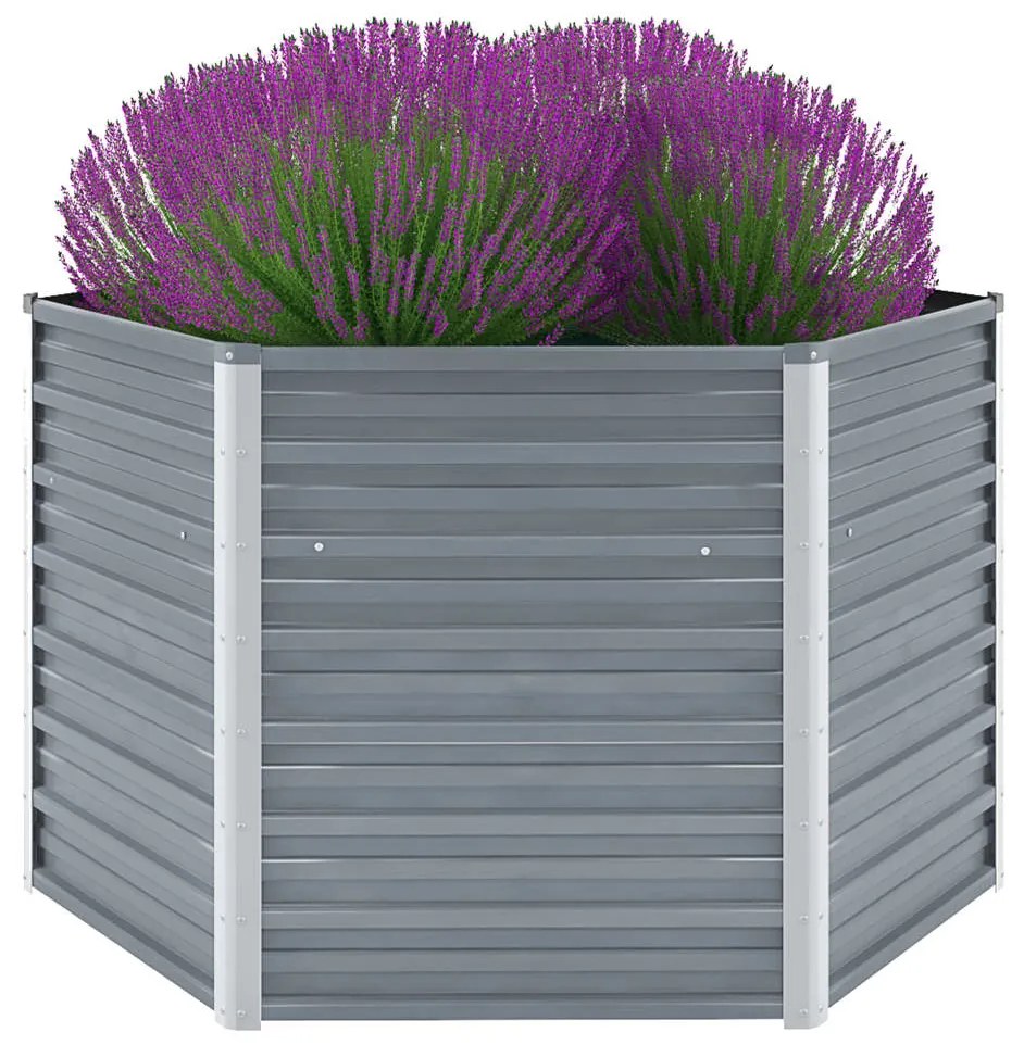 Letto Rialzato Giardino İn Acciaio Zincato 129x129x77 Cm Grigio /