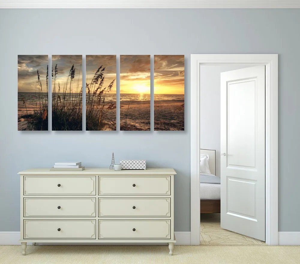 Quadri 5 pezzi – Tramonto sulla spiaggia