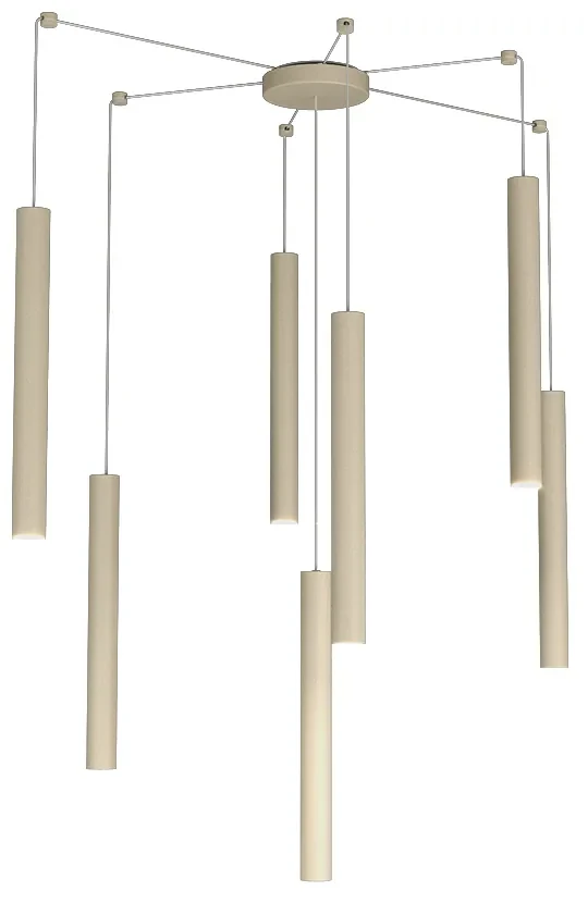 Sospensione Moderna Round Tube Metallo Sabbia 7 Luci Gu10