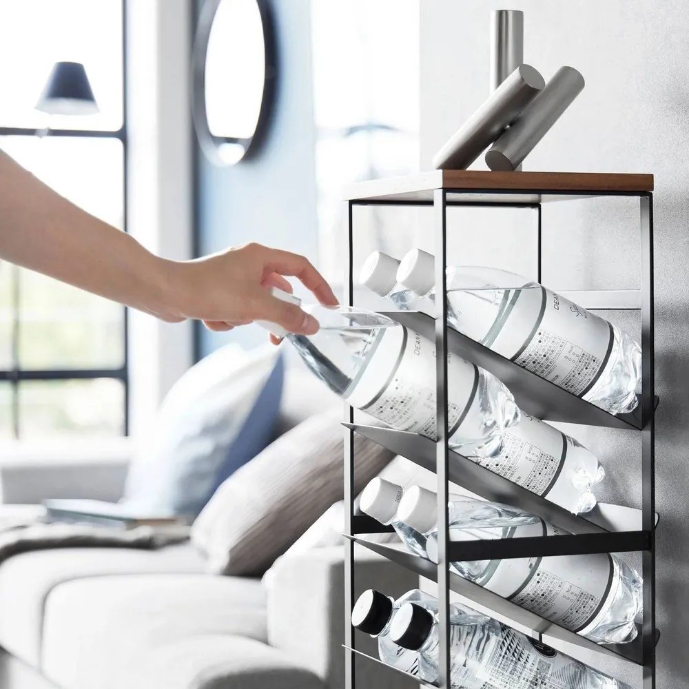 Portabottiglie nero in metallo numero di bottiglie 16 20x88,5x19 cm Tower – YAMAZAKI