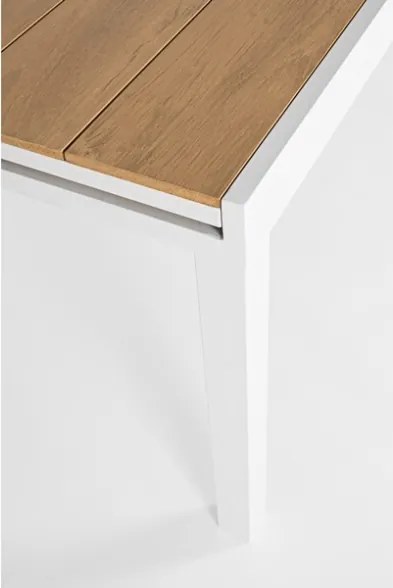 Tavolo Allungabile Per Esterno In Alluminio 95x200-300 Cm Con Doghe Di Legno Elias Bianco Bizzotto