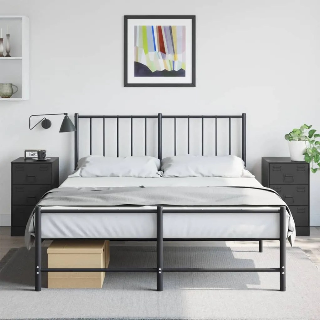Comodini 2 Pz Neri 34,5x39x62 Cm İn Acciaio /