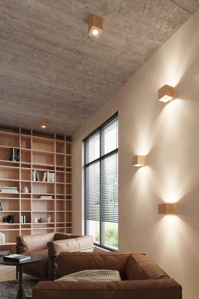Plafoniera in Legno Naturale da soffitto QUAD GU10 da interno