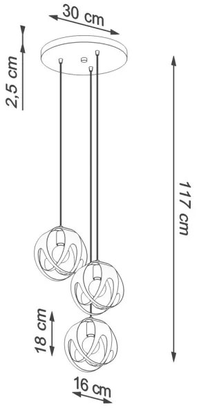 Sollux SL.1084 - Lampadario su corda TULOS 3xE27/60W/230V bianco