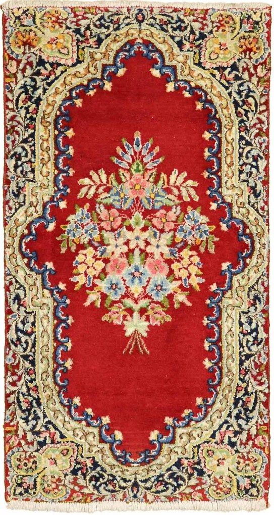 Kerman Tappeto persiano 100 x 60 Rosso (Iran) Annodato A Mano