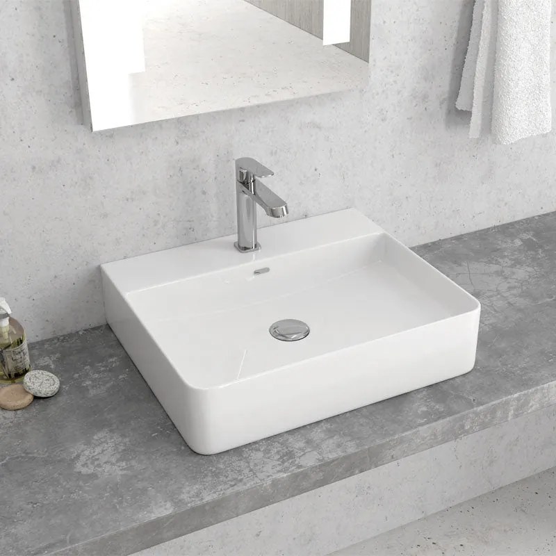 Lavabo D'Appoggio 50x42 Cm Karag Bianco Lucido