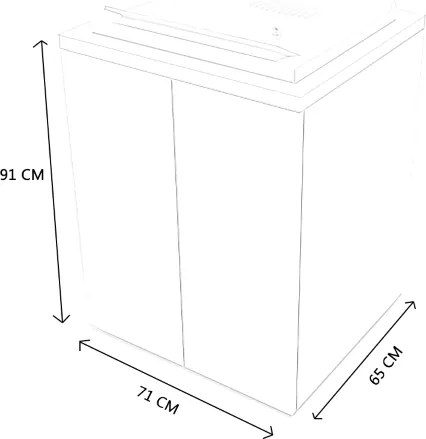Lavatoio in legno Bianco a 2 ante con top Grigio e vasca in resina 71x65 cm
