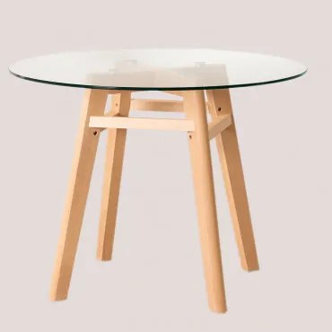 Tavolo Da Pranzo Rotondo In Vetro E Legno Di Faggio Scand Nordic Ø120 Cm - Sklum
